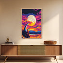 Buffalo Moon, Western Art, Vibrant Sunset, Wildlife Painting, Canvas Print, Rustic Home Decor, Cabin Wall Art, Bold Colorful Art