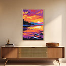 Tranquil Waters, Sunset Reflections, Nature Art, Serene Lake Scene, Canvas Print, Bedroom Wall Art, Boho Aesthetic, Vibrant Colors