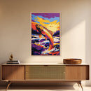 Jumping Fish, River Art, Vibrant Nature, Outdoor Decor, Framed Canvas Print, Rustic Cabin Wall Art, Fishing Gift, Wilderness Art