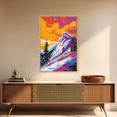 Mountain View, Snowy Peak, Alpine Scene, Bold Nature Art, Canvas Print, Wilderness Wall Decor, Adventure Home Art, Ski Lodge Aesthetic