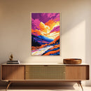 Autumn River, Mountain Sunset, Vibrant Landscape, Framed Canvas Print, Fall Wall Art, Living Room Decor, Nature Scene, Colorful Painting