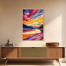 Sunset Reflection, Serene Lake, Nature Landscape, Framed Canvas Print, Modern Wall Art, Living Room Decor, Vibrant Painting, Colorful Art