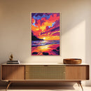 Sunset Glow, Serene Waters, Scenic Landscape, Canvas Print, Modern Home Decor, Office Wall Art, Warm Color Palette, Nature Painting