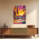 Surfer Paradise, Coastal Sunset, Tropical Art, Canvas Print, Beach Wall Decor, Vibrant Home Aesthetic, Ocean Inspired Painting