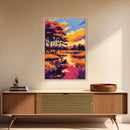 Autumn Landscape, Trees, Sunset Art, Canvas Print, Fall Wall Art, Nature Painting, Rustic Home Decor, Cozy Aesthetic, Warm Colors