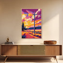 Country Road, Sunset Glow, Rural Landscape, Canvas Print, Fall Aesthetic, Rustic Wall Art, Warm Colors, Nature Painting, Cozy Decor