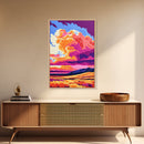Mountain Field, Sunset Sky, Dramatic Clouds, Canvas Print, Nature Wall Art, Bold Colors, Rustic Home Decor, Warm Aesthetic, Fall Scene