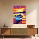 Rowboat Sunset, Serene Lake, Peaceful Landscape, Vibrant Colors, Canvas Print, Bedroom Wall Art, Boho Decor, Nautical Home Aesthetic