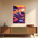 Vibrant Sunset River, Canvas Print, Colorful Nature Art, Bold Landscape, Modern Home Decor, Sunset Lake Scene, Living Room Wall Art
