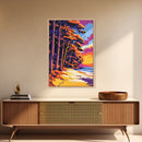 Beach Path, Colorful Coastal Art, Canvas Print, Sunset Landscape Painting, Tropical Wall Decor, Summer Home Art, Relaxing Nature Scene