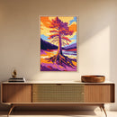 Ancient Tree, Bold Forest Art, Canvas Print, Vibrant Nature Painting, Autumn Landscape, Rustic Wall Decor, Living Room Art, Modern Style