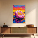 Water Lily, Vibrant Floral Art, Framed Canvas Print, Nature Painting, Serene Pond Decor, Zen Wall Art, Relaxing Home Decor, Office Art