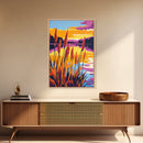 Sunset Reeds, Tranquil Nature Art, Canvas Print, Landscape Painting, Warm Color Wall Decor, Living Room Art, Serene Home Aesthetic