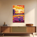 Sunset Water Trough, Western Art, Farmhouse Wall Decor, Rustic Landscape, Framed Canvas Print, Country Home Art, Living Room Art