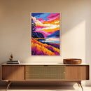 Mountain Lake, Vibrant Nature Art, Autumn Wall Decor, Landscape Painting, Framed Canvas Print, Cabin Wall Art, Scenic View Art