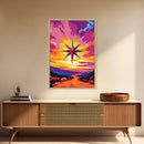 Celestial Star, Cosmic Art, Surreal Sunset Painting, Boho Wall Art, Framed Canvas Print, Astrology Art, Bedroom Decor