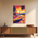 Sunset Forest, Pine Trees, Vibrant Landscape, Autumn Glow, Canvas Print, Cabin Wall Art, Rustic Home Decor, Nature Lover Gift