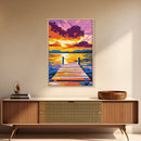 Tranquil Dock, Lake Sunset, Serene Landscape, Peaceful Wall Art, Canvas Print, Living Room Decor, Nature Artwork, Cabin Retreat