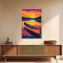 Canoe Reflection, Sunset Lake, Peaceful Waters, Framed Canvas Print, Nature Escape, Outdoor Decor, Bedroom Wall Art, Fall Vibes