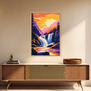 Waterfall Art, Scenic Nature Painting, Landscape Decor, National Park Print, Wilderness Scene, Framed Canvas Print, Living Room Art