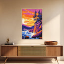 River Rapids Art, Nature Landscape Painting, Waterfall Print, Wilderness Wall Decor, Outdoor Adventure Art, Framed Canvas Print, Den Art