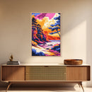 Lakeside Autumn Art, Landscape Painting, Vibrant Fall Foliage Print, Rustic Wall Decor, Cabin Art, Framed Canvas Print, Bedroom Art
