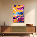 Outdoor Dining, Scenic View, Summer Patio Art, Relaxing Wall Decor, Cafe Scene, Vacation Aesthetic, Framed Canvas Print, Gift Idea
