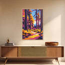 Tall Trees, Forest Pathway, Autumn Wall Art, Nature Landscape, Cabin Retreat Decor, Cozy Rustic Home, Framed Canvas Print, Gift Idea