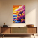 Sunset Beach Art, Ocean Wall Art, Colorful Landscape Painting, Coastal Canvas Print, Vibrant Sunset Decor, Large Wall Art, Boho Art