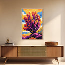 Desert Tree Painting, Vibrant Nature Wall Art, Colorful Cactus Art, Southwestern Canvas Print, Living Room Wall Art, Boho Home Decor