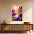 Canyon River Painting, Colorful Nature Art, Sunset Landscape Canvas Print, Southwest Wall Art, Living Room Decor, Boho Wall Art