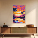 Palm Tree Sunset, Vibrant Beach Painting, Colorful Coastal Canvas Print, Tropical Home Decor, Boho Wall Art, Living Room Wall Art