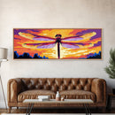 Dragonfly Art, Sunset Canvas Print, Nature Decor,  Colorful Framed Canvas, Boho Wall Art, Vibrant Bedroom Art, Insect Illustration,