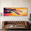 Dragonfly Painting, Nature Decor, Sunset Canvas Print, Boho Wall Art, Vibrant Bedroom Art, Insect Illustration, Colorful Framed Canvas