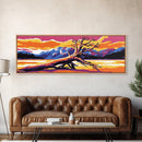 Fallen Tree, Nature Art, Mountain Landscape, Framed Canvas Print, Colorful Wall Art, Rustic Living Room Decor, Vibrant Painting