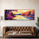 Autumn River, Golden Reflection, Vibrant Foliage, Fall Landscape, Framed Canvas Print, Living Room Wall Art, Cozy Home Decor, Seasonal Art