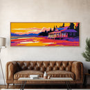 Lakeside Porch, Sunset Reflection, Rustic Cabin Art, Framed Canvas Print, Home Wall Decor, Peaceful Landscape, Autumn Aesthetic