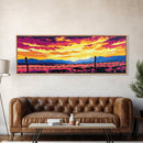 Barbed Wire, Western Sunset, Rural Landscape, Canvas Print, Cowboy Wall Art, Rustic Home Decor, Vibrant Sky, Country Aesthetic