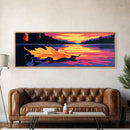 Autumn Leaf, Sunset Lake, Nature Wall Art, Canvas Print, Rustic Home Decor, Fall Landscape, Cabin Aesthetic, Boho Art, Warm Tones