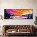 Sunset Clouds, Mountain Lake, Nature Painting, Canvas Print, Boho Wall Decor, Serene Landscape, Warm Color Palette, Fall Vibes