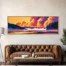Foggy Lake, Pine Trees, Golden Sunset, Framed Canvas Print, Nature Art, Calming Wall Art, Rustic Home Aesthetic, Warm Earthy Tones
