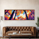Sky View, Autumn Trees, Nature Perspective, Framed Canvas Print, Modern Wall Art, Fall Painting, Vibrant Home Decor, Seasonal Aesthetic
