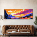 Rolling Hills, Sunset Sky, Colorful Landscape, Framed Canvas Print, Scenic Nature Decor, Vibrant Home Aesthetic, Serene Painting