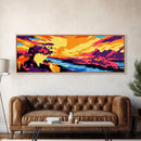 Sunset Cliff, Vibrant Nature Art, Landscape Wall Decor, Framed Canvas Print, Colorful Sunset Painting, Large Wall Art, Gift Idea