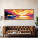 Ocean Wave, Coastal Sunset Art, Beach Wall Decor, Framed Canvas Print, Vibrant Seascape Painting, Nautical Home Accent, Gift Idea