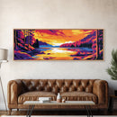 Forest Lake, Autumn Landscape Art, Cozy Fall Wall Decor, Framed Canvas Print, Vibrant Nature Painting, Cabin Home Accent, Gift Idea