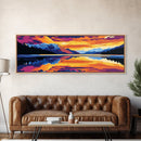 Reflective Lake, Mountain Sunset Art, Tranquil Nature Wall Decor, Framed Canvas Print, Scenic Landscape Painting, Large Wall Art, Gift Idea