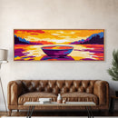 Boat Reflection, Peaceful Lake Art, Minimalist Wall Decor, Framed Canvas Print, Serene Nature Painting, Sunset Water Scene, Gift Idea