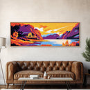 Rustic Cabin, Mountain Landscape, Autumn Wall Art, Vibrant Nature Scene, Living Room Decor, Framed Canvas Print, Boho Wall Art