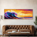 Rolling Wave, Surf Art, Ocean Wall Decor, Vibrant Seascape, Surfer Gift, Coastal Living, Summer Beach, Framed Canvas Print
